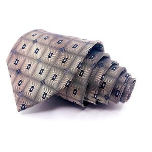 Campia Moda Tie Pewter Silk Geometric Pattern